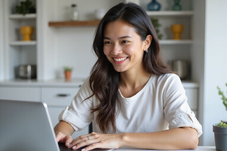 Frau bei Online-Ernährungsberatung am Laptop